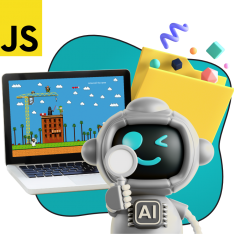 Язык программирования JavaScript + AI. Проектное обучение + геймификация + AI-помощники - КИБЕРшкола программирования для детей, компьютерные курсы для школьников, начинающих и подростков - KIBERone г. Бердск